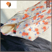 彩色花朵化妆包玫瑰花纹棉布化妆袋少女心大容量化妆品收纳包 三维工匠 橙色玫瑰