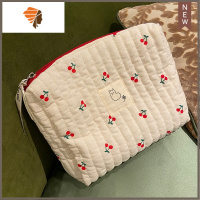 樱桃小红花多功能化妆包便携手提袋旅行小花绗缝纯软布包 三维工匠 大号樱桃