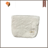 玫瑰花压花复古花纹大容量随身便携立体手拿收纳袋洗漱包女 三维工匠 白色化妆包