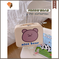 可爱化妆包女便携旅行大容量高颜值洗漱品收纳包21新款手提化妆箱 三维工匠 手提化妆箱*棕色小熊