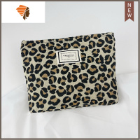 豹纹韩国时尚女士高级感随身便携大容量手拿帆布收纳洗漱包 三维工匠 黄豹纹化妆包