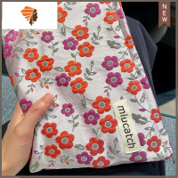 互补色花儿朵朵化妆包小红花绿蓝黑古风文艺印花帆布收纳袋女 三维工匠 花儿朵朵紫色系