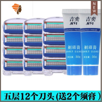 剃须刀手动刮胡刀五层刀片风速锋5速隐锋5男士胡须刀片刮毛刀 三维工匠 五层12刀头+2个剃须膏手动剃须刀