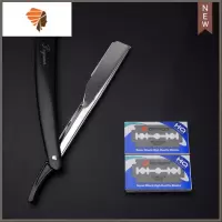发廊美发手动老式剃须刮胡刀架刮脸修眉刮刀男士理发剃光头换刀片 三维工匠 黑色刀架1个(配刀片20片)手动剃须刀