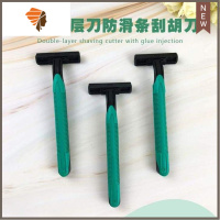一次性剃须刀酒店宾馆浴场一次性手动刮胡刀不锈钢须刨刮毛剃毛刀 三维工匠 绿色不锈钢独立包装5支手动剃须刀
