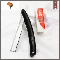 刮刀理发刮胡刀手动剃须刀老式刮毛刀刮脸刀剃头刀送10不锈钢刀片 三维工匠 黑色刀架+10刀片