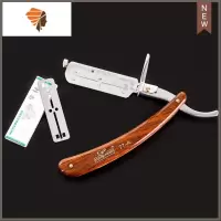 老式理发店专用手动刮刀剃头刀剃刀美发刮胡剃须刀片刮脸复古刀架 三维工匠 1刀架+10刀片手动剃须刀