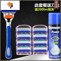 刮胡刀5层剃须刀手动男士刮脸刀片锋5风隐刀片 三维工匠 1刀架8刀头刀盒泡沫200毫升手动剃须刀