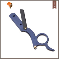 剃须刀老式手动刮刀指环王小巧刮胡刀理发店刮脸刀修眉除体毛腿毛 三维工匠 蓝剃刀+10个刀片手动剃须刀