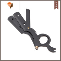 剃须刀老式手动刮刀指环王小巧刮胡刀理发店刮脸刀修眉除体毛腿毛 三维工匠 黑剃刀+10个刀片手动剃须刀