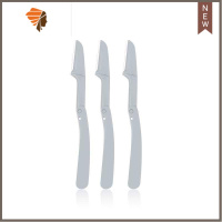 折叠式修眉刀初学者安全型刮眉刀锋利防刮伤1支3支盒装可替换刀片 三维工匠 [灰色]三枝盒装-[无赠品]