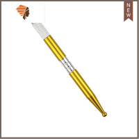 纹绣笔 金属飘眉笔 绣眉笔 纹绣手工笔 厚薄宽窄刀片通用刀架 三维工匠 合金手工笔-金色