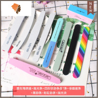 美甲修指甲工具海绵搓条打磨砂条指甲锉抛光条修型挫条皮套装 三维工匠 [10条砂条套装]抛光折锉