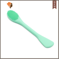 硅胶涂面膜刷子洗脸刷调膜棒双头两用手动卸妆洁面刷软毛耐用清洁 三维工匠 松花绿(椭圆形)
