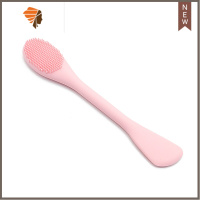 硅胶涂面膜刷子洗脸刷调膜棒双头两用手动卸妆洁面刷软毛耐用清洁 三维工匠 粉色(椭圆形)