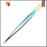 高精密不锈钢种植嫁接假睫毛镊子工具美睫专用 金羽海豚夹子 三维工匠 直镊子(彩色)睫毛夹