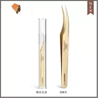 美睫嫁接睫毛镊子工具嫁接专用高精度开花夹金羽海豚镊子套装 三维工匠 金色-海豚夹睫毛夹