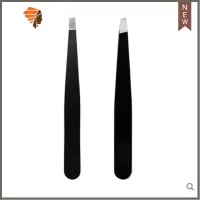 拔白头发器自己眉毛胡子连根拔起拔毛夹子镊子斜口睫毛鸡鸭毛猪 三维工匠 黑色平口+斜口眉夹睫毛夹