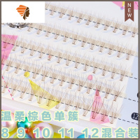 [送胶水/镊子]假睫毛女自然0.07棕色多尺寸混合装单簇朵毛C 三维工匠