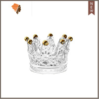 美妆蛋收纳盒带盖装托架子化妆蛋海绵粉扑防尘透气便携透明玻璃款 三维工匠 金珠玻璃皇冠1个