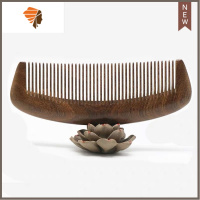 微瑕绿檀木梳子檀香木脱发木梳长发家用男女宽齿刻字 敬平 金丝檀木13cm[细齿]