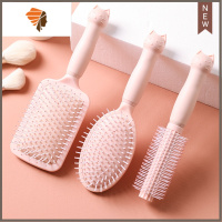 梳子卷发气垫气囊梳女士专用可爱长发按摩头皮经络顺发梳 敬平 北欧粉-方型气垫梳+椭圆气垫梳+卷梳(卡通猫咪)