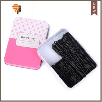 摆件盘发固定工具U形卡插针小发簪造型U型夹黑色小卡子盘头发卡发 敬平 混装[5CM50支7CM 50支 ]铁盒装造型夹