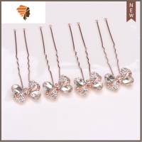 韩国水钻盘发插针发饰小簪子简约头饰发插 U型夹新娘造型编发发叉 敬平 双钻领结白插针4只造型夹