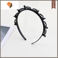 发夹顶夹刘海固定器夹碎发带齿防滑编发镶钻头箍造型夹子发箍女 敬平 黑色双层头箍(8夹)1号款