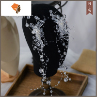 时尚人工水晶串珠发夹头饰新娘结婚纱跟妆造型旅拍对夹发饰 敬平 白色 发夹一对造型夹