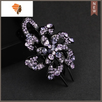 盘发发夹 造型 固定后脑勺三齿夹水钻鸭嘴夹头饰女式顶夹发卡发饰 敬平 紫罗兰造型夹