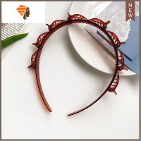 编织懒人发箍双层刘海夹固定器多层镂空编发头箍网红造型发夹子 敬平 咖啡色发箍造型夹