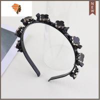 发夹顶夹刘海固定器夹碎发带齿防滑编发镶钻头箍造型夹子发箍女 敬平 四叶花 双层头箍(8夹)5号款