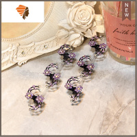 盘发造型点缀 梅花小抓夹迷你水钻发爪 公主小女孩发卡编发头饰品 敬平 百合花1份6个 紫色造型夹