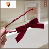 韩国秋冬丸子头盘发器网红懒人简约丝绒蝴蝶结发夹编发造型器女 敬平 酒红色造型夹