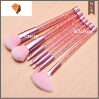 独角兽化妆刷眼影刷子眉刷粉底刷彩妆套装初学者彩色碎片流沙液体 三维工匠 粉钻流沙刷带闪片包 人造纤维