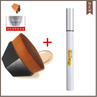 无痕化妆刷套装不吃粉底液散粉扁头刷子专用工具 三维工匠 深邃黑+收纳盒(送眼线笔) 人造纤维面刷