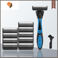 手动剃须刀双层剃须刀片刮胡刀手动老式男士刀架刀头刮脸刮毛刀 三维工匠 瑞典钢带2层剃须刀 1刀架+9刀头+清洁刷