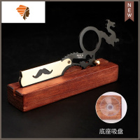 理发店刮胡刮脸刀手动男士专用美发手刮剃刀刮刀老式剃须刀 三维工匠 龙头手指剃刀黑金色[升级版+底座手动剃须刀