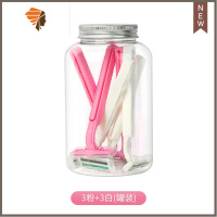 [买二送一]一次性剃须刀男士手动刮胡刀女士私处腋下刮毛刀10支 三维工匠 白色加粉色[3支白和3支粉]罐装手动剃须刀