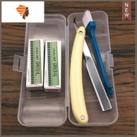 不锈钢手动剃须刀老式刮胡刀理发店剃刀刮脸修眉刀刮汗毛刀片刀架 三维工匠 正黄 1刀架20刀片