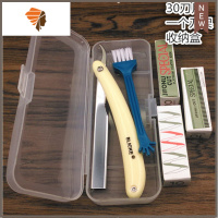 不锈钢手动剃须刀老式刮胡刀理发店剃刀刮脸修眉刀刮汗毛刀片刀架 三维工匠 奶油黄 1刀架刀片30片