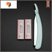 理发师手动老式剃须刀塑料剃刀刮胡刀美发刮刀理发刮脸刀刮头发刀 三维工匠 蓝塑77刀架+20片刀片(克)手动剃须刀