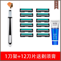 剃须刀 双层手动刮胡刀2层刮胡刀片刀头剃须刀男剃阴毛 私处 三维工匠 1刀架12刀片+剃须膏手动剃须刀