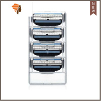 锋三刀片 手动剃须刀刮胡刀风速3刀头男士刮脸刀剃毛刀刀架 三维工匠 4个刀头(不含刀架)