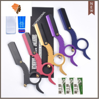 指环老式剃须刀手动刮刀剃头刀剃刀美发刮胡刀理发刮脸修眉刀 三维工匠 黑:指环刮胡刀_刀架+30刀片+2k 收纳手动剃须刀