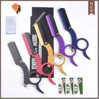 指环老式剃须刀手动刮刀剃头刀剃刀美发刮胡刀理发刮脸修眉刀 三维工匠 黑:指环刮胡刀_刀架+30刀片+收 纳盒手动剃须刀