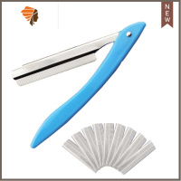 简易老款式手动剃须刀老式经典复古传统手工刮胡刀刮脸男士理发店 三维工匠 蓝刀架+30刀片