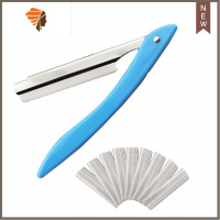 理发店专用刮刀剃头刀老式剃刀刮脸刀剃须刀刮胡刀手动刀片刮头发 三维工匠 X-6蓝刀架 50刀片手动剃须刀