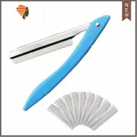理发店专用刮刀剃头刀老式剃刀刮脸刀剃须刀刮胡刀手动刀片刮头发 三维工匠 X-6蓝刀架 50刀片手动剃须刀